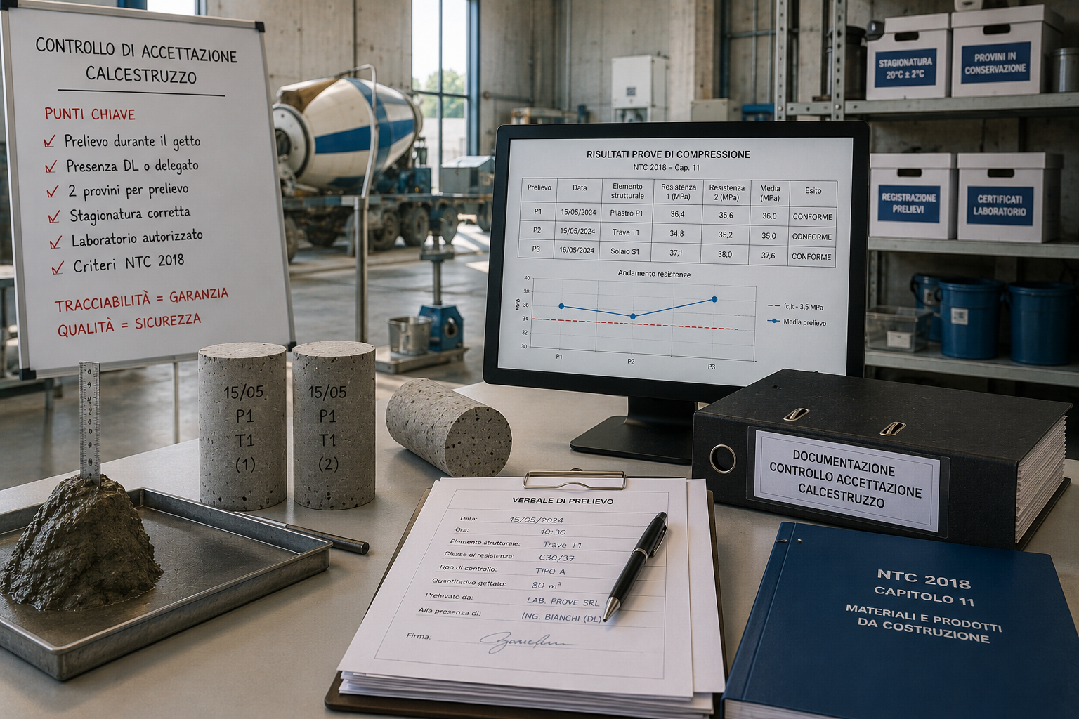 Prelievo del calcestruzzo in cantiere per il controllo di accettazione secondo NTC 2018