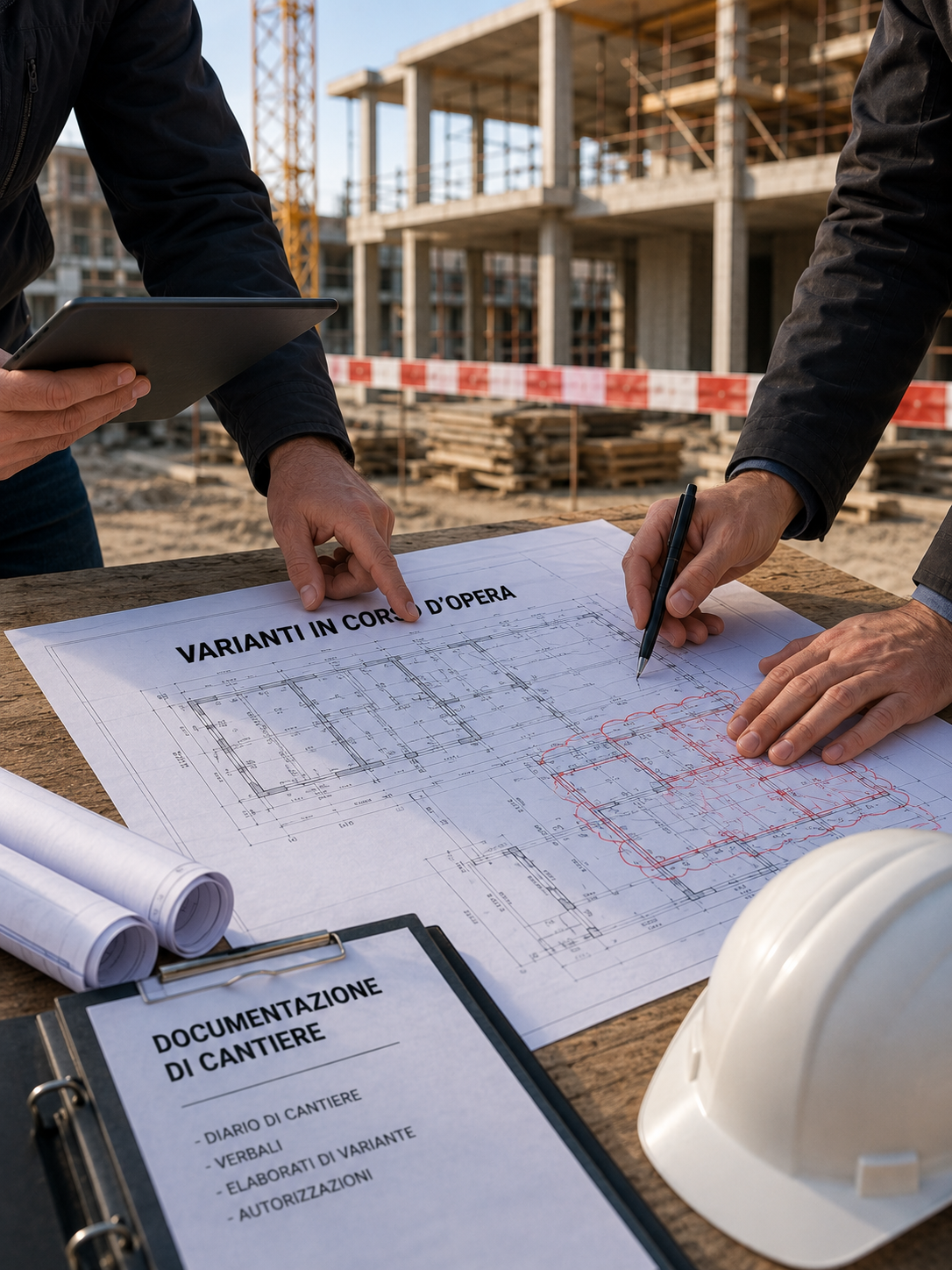 Verifica documentale delle varianti in corso d’opera durante un controllo tecnico di cantiere Verifica documentale delle varianti in corso d'opera durante un controllo tecnico di cantiere